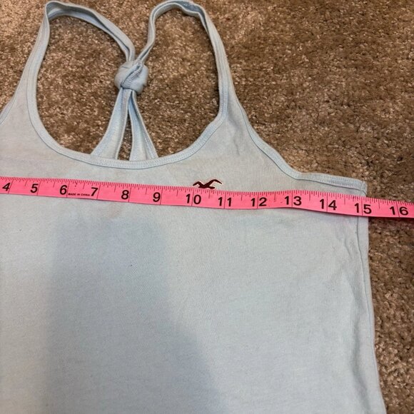 Y2K Hollister Women's Light Blue Racer Back Knot Tank Top Size Small #240 - Picture 5 of 7